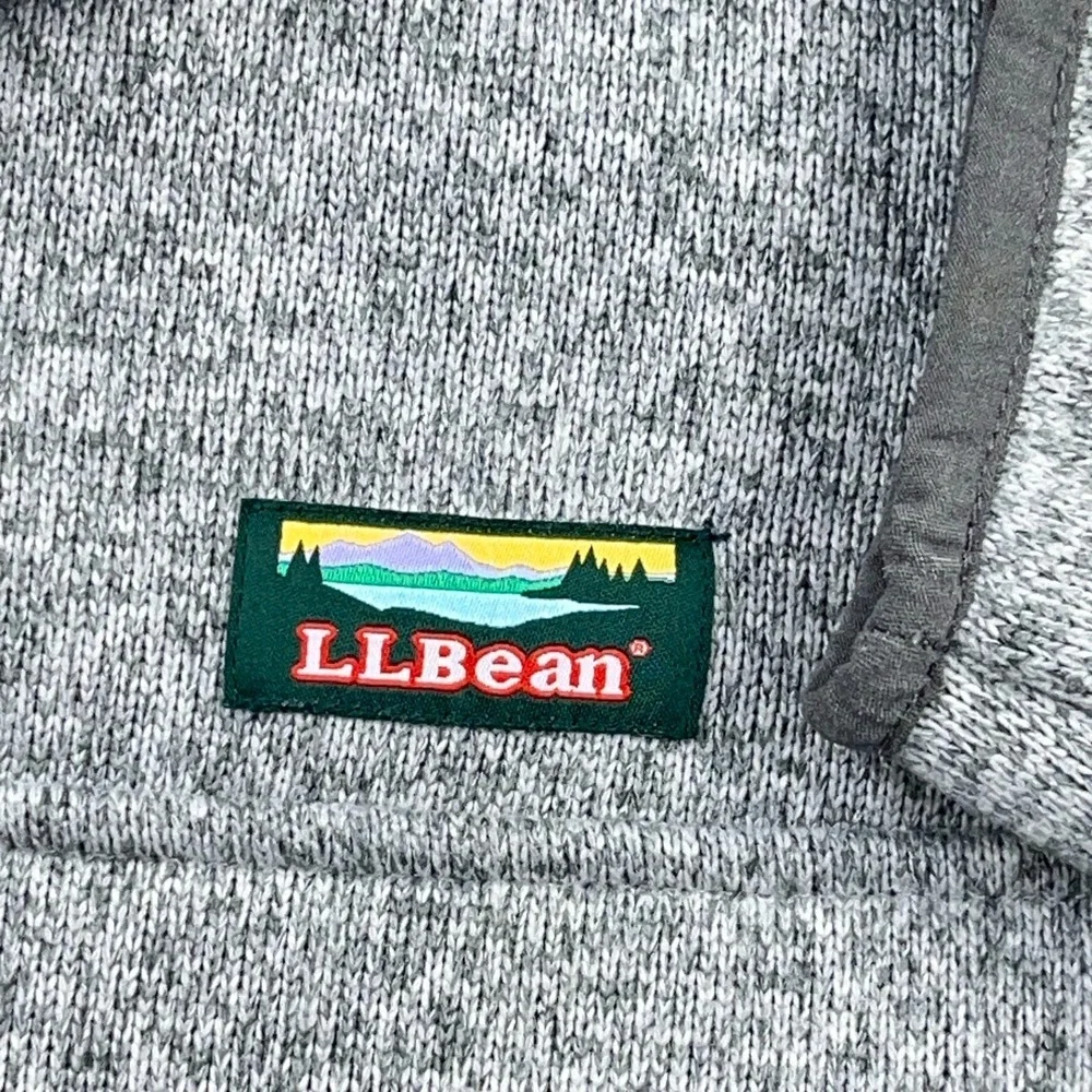 LL‎ Bean Sweater Men Large Gray Pullover Snap T Fleece Slightly Fitted Heather